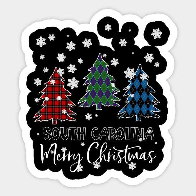 South Carolina Merry Christms Buffalo Plaid Xmas Tree 																							South Carolina Merry Christms Buffalo Plaid Xmas Tree  Sticker by Barnard